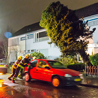 Brandweer voorkomt dat boom op auto valt in Oosterhout